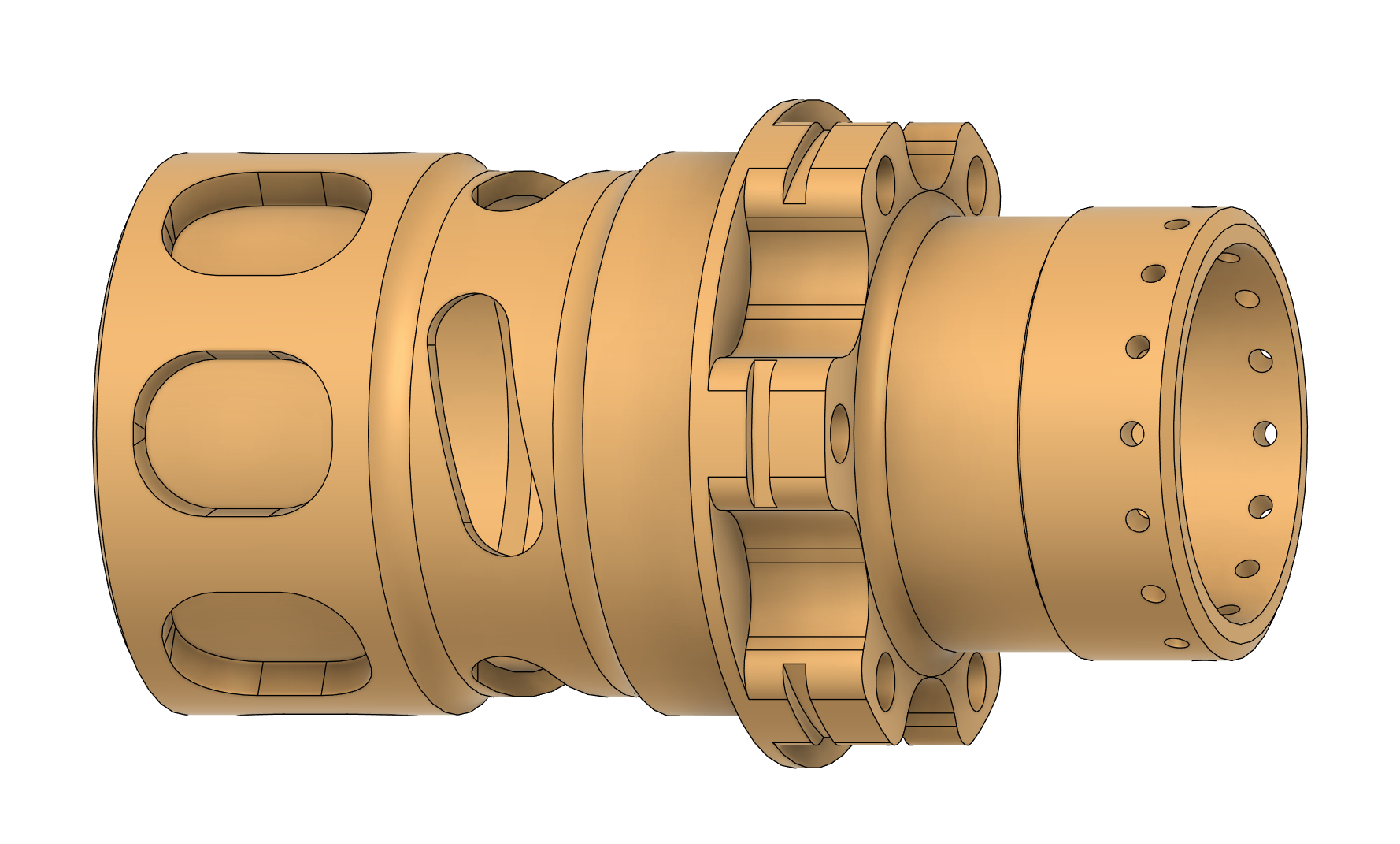 CAD model of a complex cylindrical component