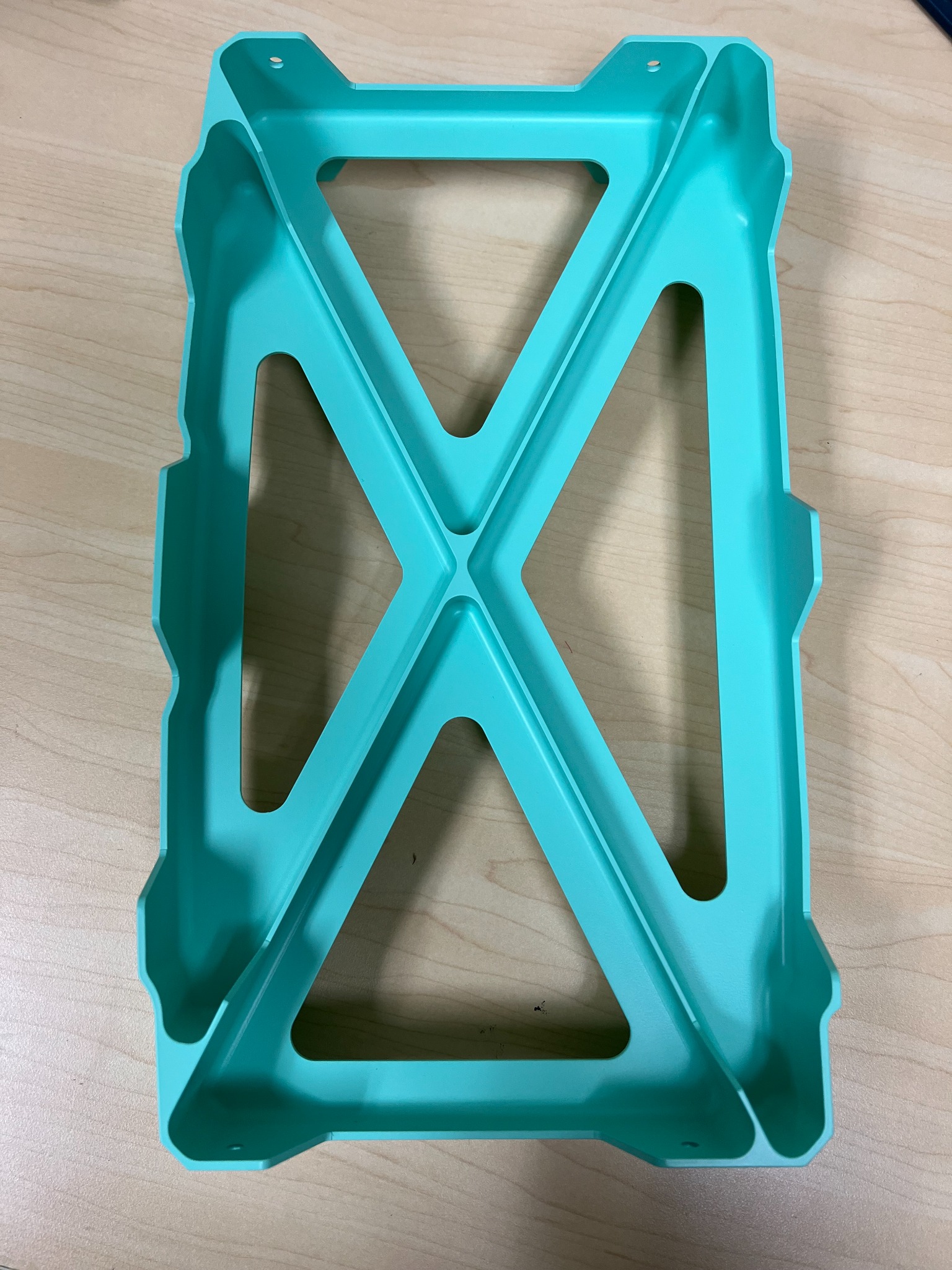 Finished teal precision machined frame